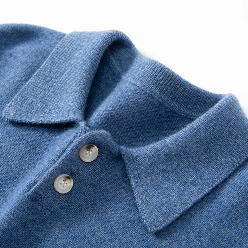 ZOCEPT 100% Goat Cashmere Pullover for Men High Quality Winter Knitted Warm Thickened Sweater Solid POLO Collar Pullover Sweater