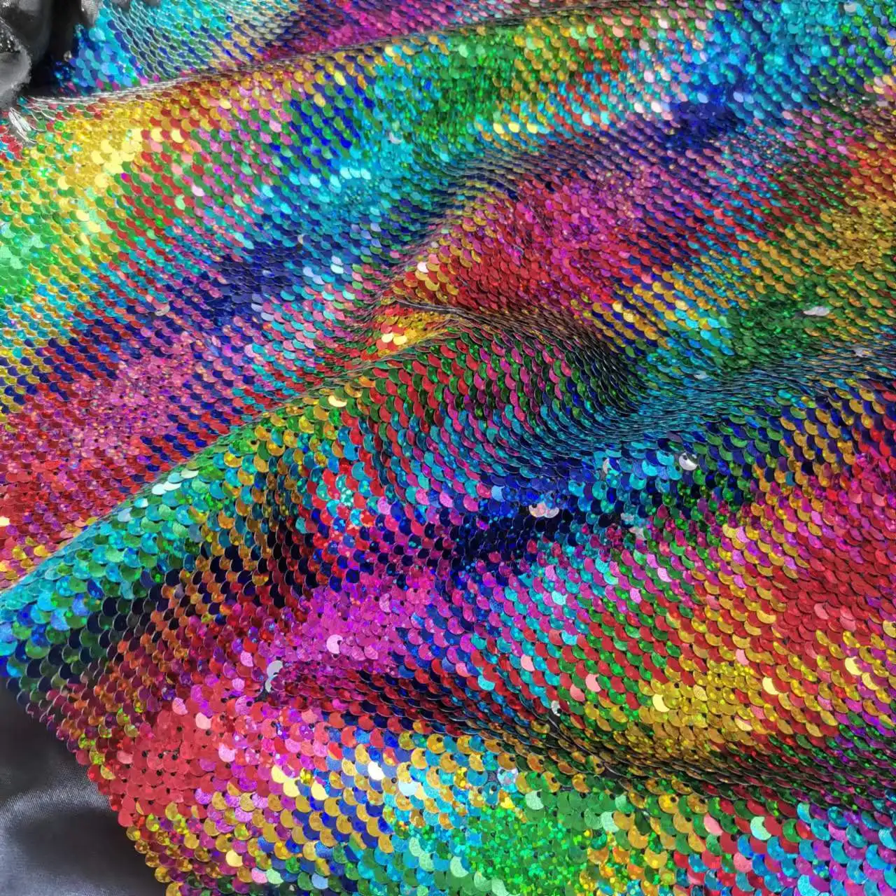 Colorful New Bling Sequins Fabric Mermaid Skirt Cloth Wedding Illuminant Shiny