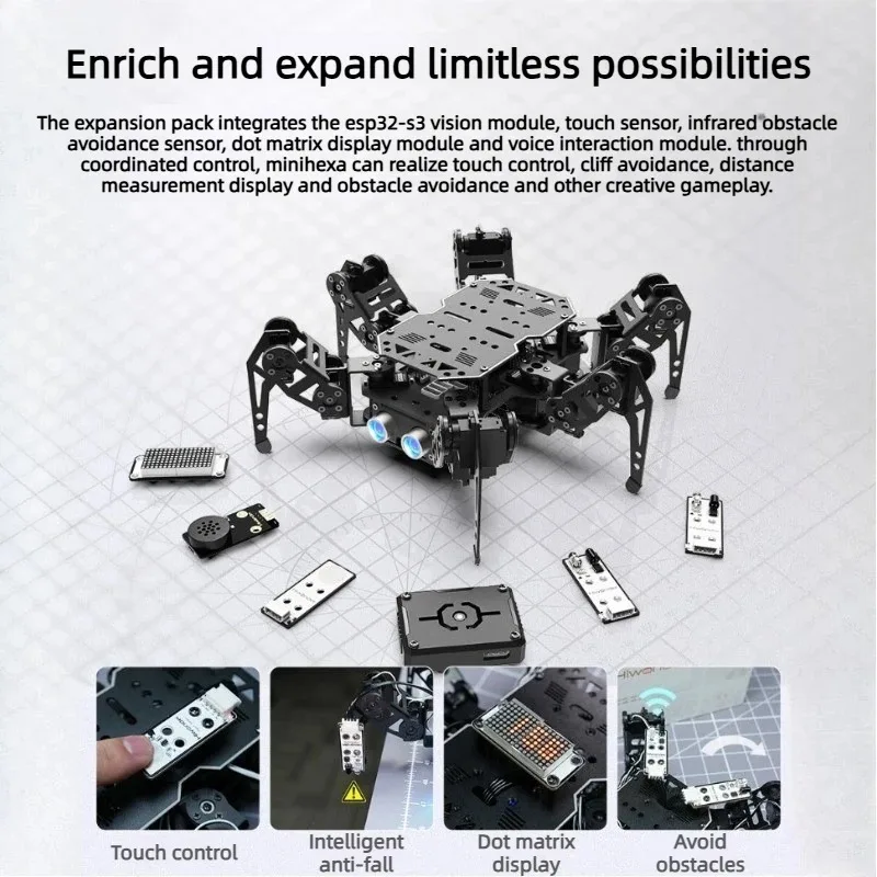 Graphically programmed hexapod robot, intelligent AI visual voice interaction