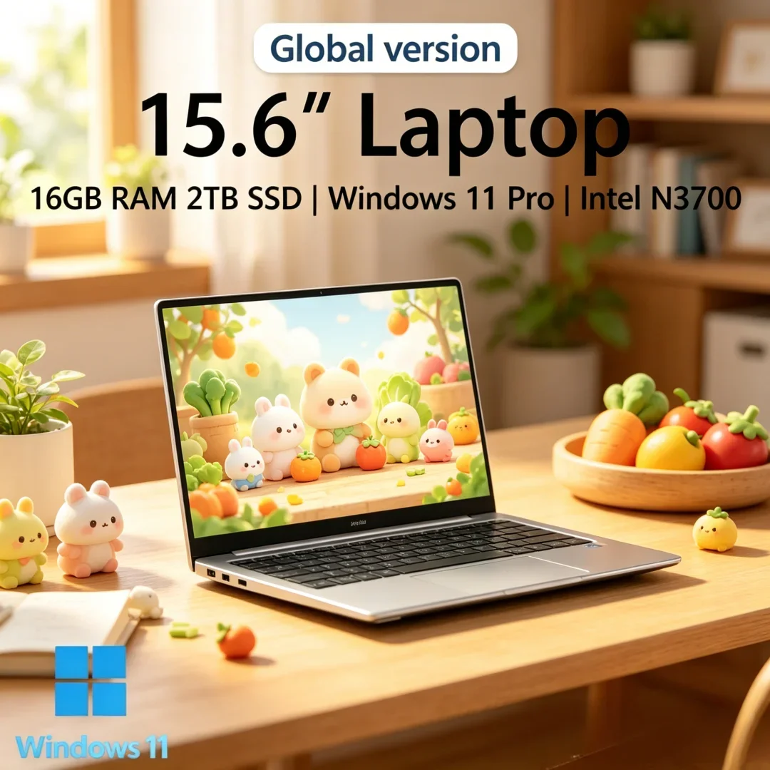 2026 Prismatic Ultrathin Laptop 15.6 16GB RAM 2TB SSD Intel N3700 Nebulous Gaming PC 1920*1080 Display Zephyrine Office Study