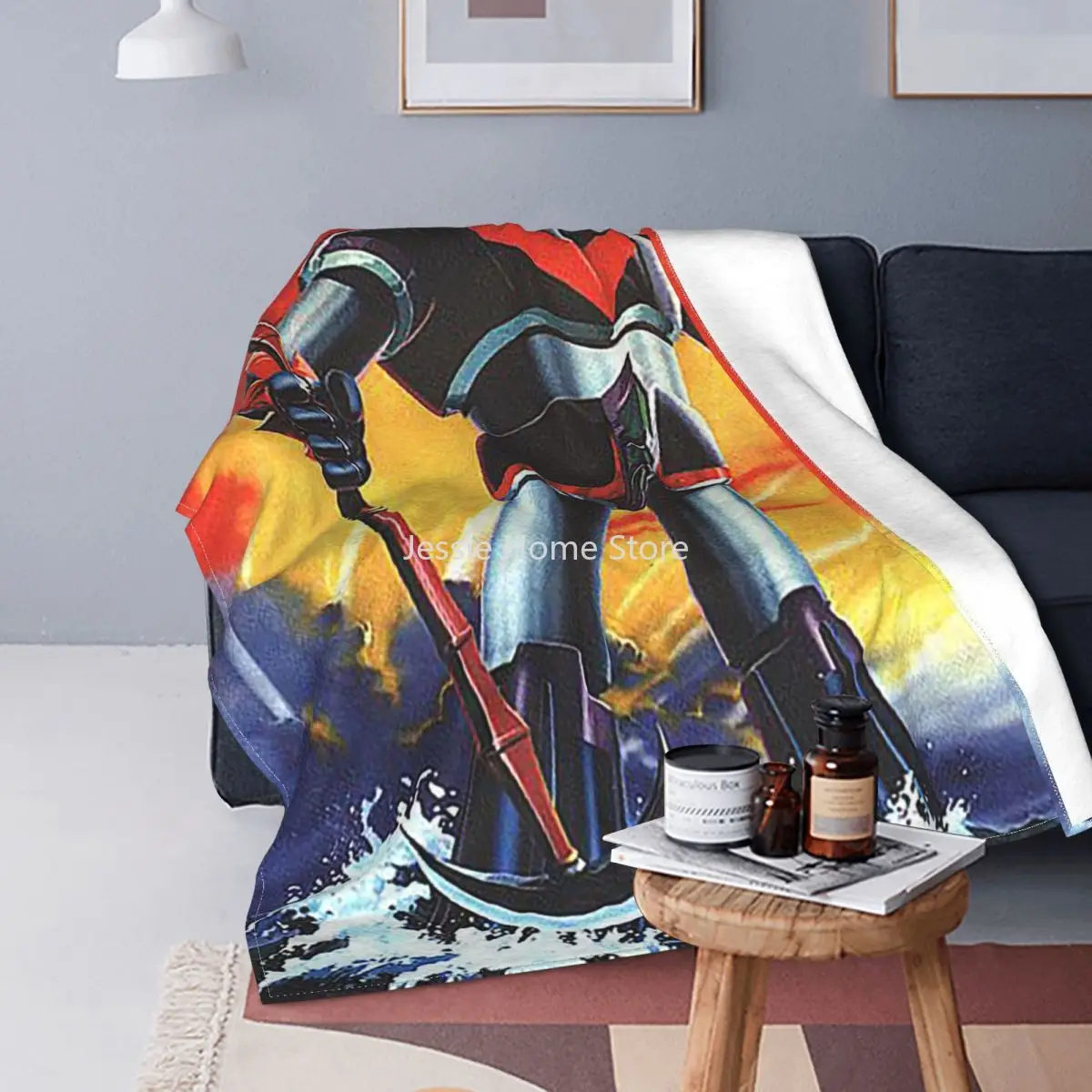 

Goldorak Grendizer Blanket Flannel Spring/Autumn Robot Portable Lightweight Thin Throw Blankets for Sofa Bedroom Rug Piece