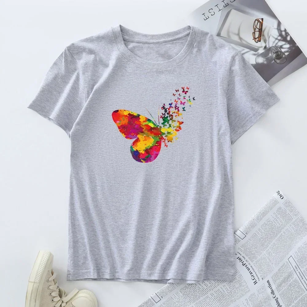 Plus Size Women's Short Sleeve T-shirt 100% Cotton Summer Tshirt Women Tees 2024 Fashion T Shirts Woman Tops Female Clothing