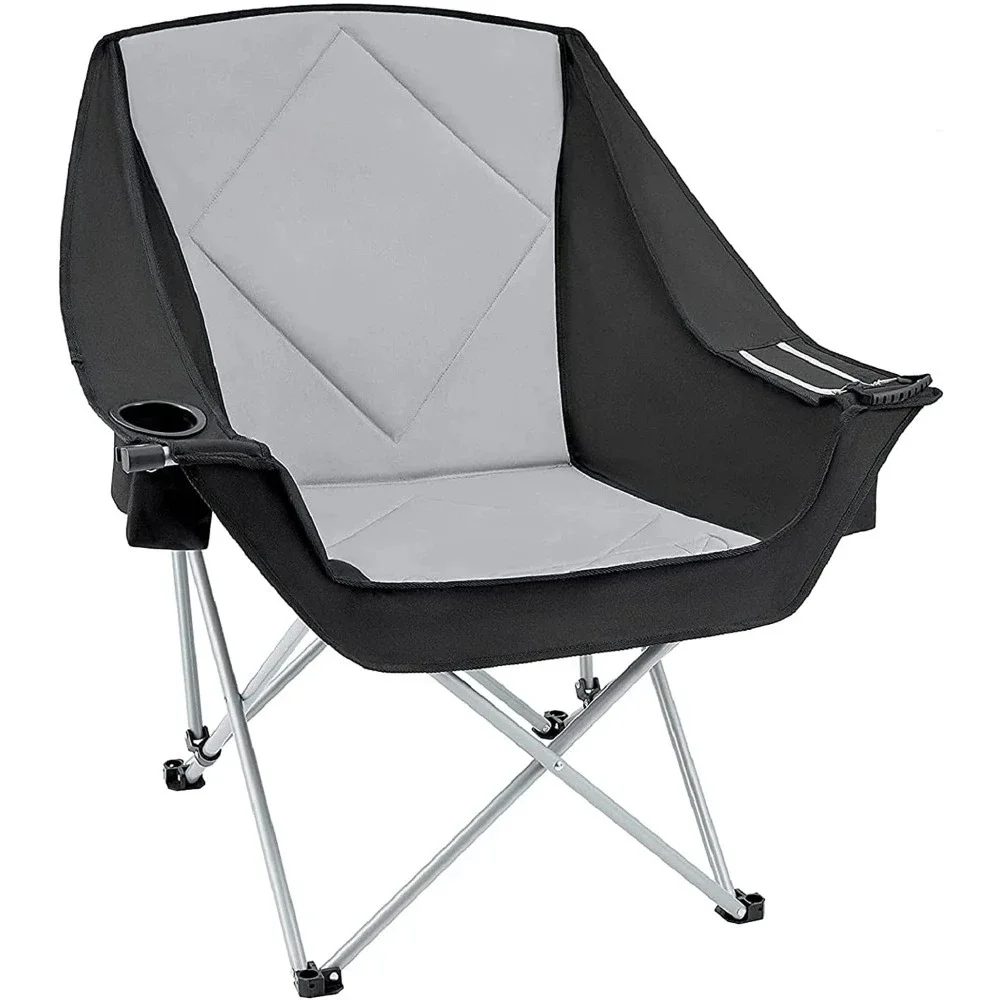 

Oversized Camping Chairs Heavy Duty Folding Portable Padded Saucer Round Sofa Chair for Adults Outdoor Sports Fishing Black