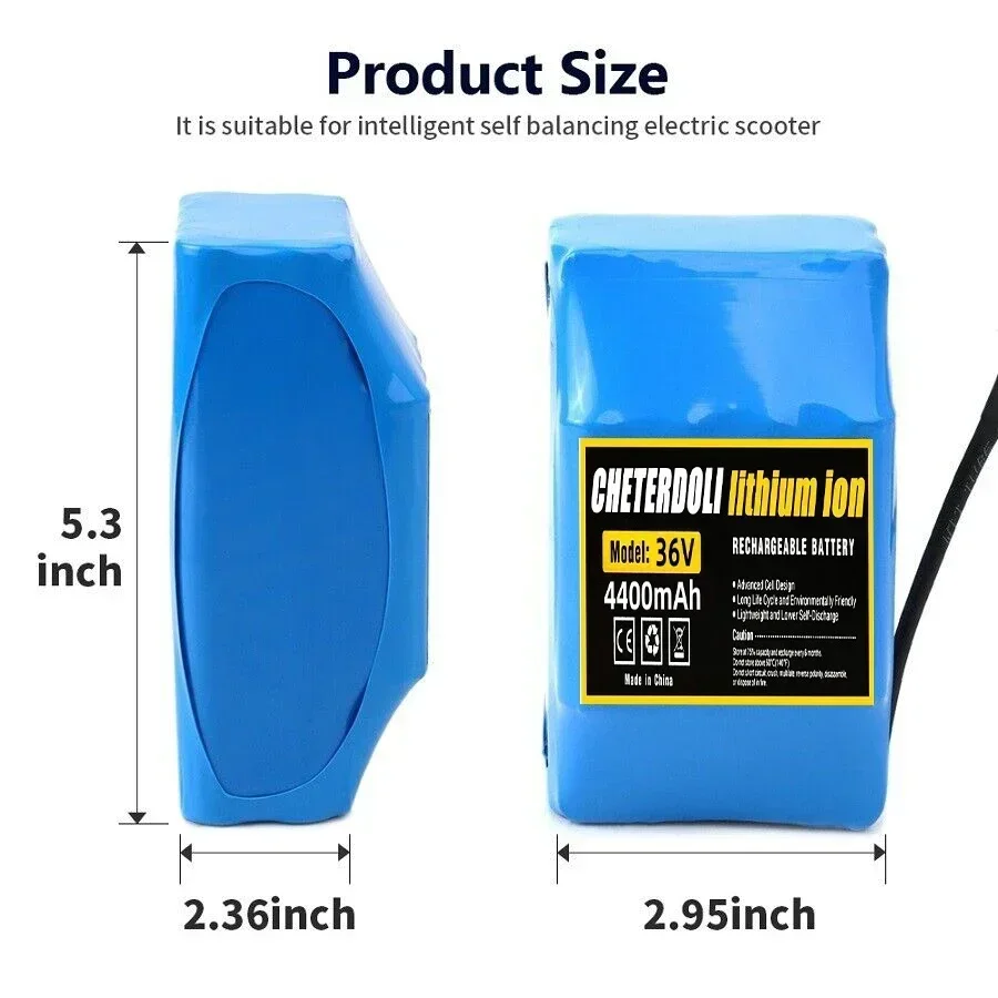 

36V 10s2p Rechargeable Lithium Battery Pack (12Ah/9.8Ah/6.8Ah4.4Ah) for Self-balancing Electric Scooters Unicycles Hoverboards
