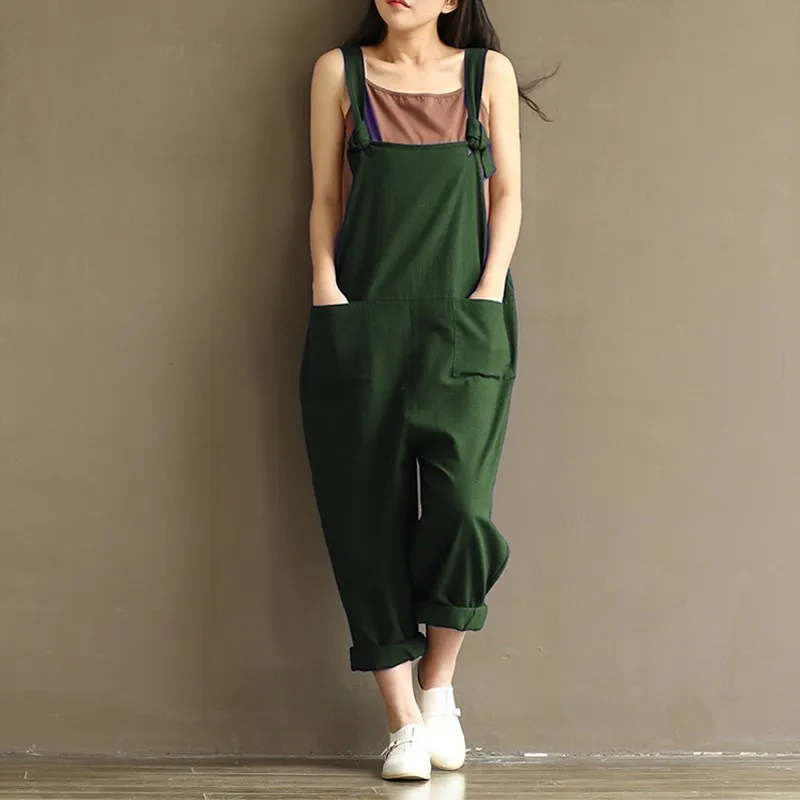 2023 new Vintage Corduroy Jumpsuits Women's Autumn Pants 2023 Casual Suspender Wide Leg Playsuits Rompers Trousers