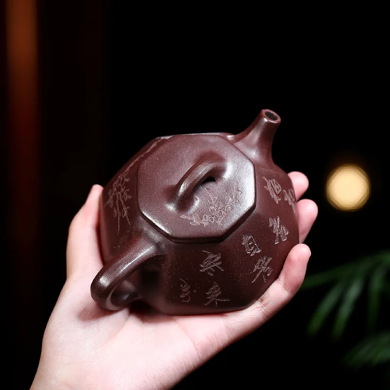 Wholesale Yixing Original Ore Purple Clay Fully Hand-Carved Painted 