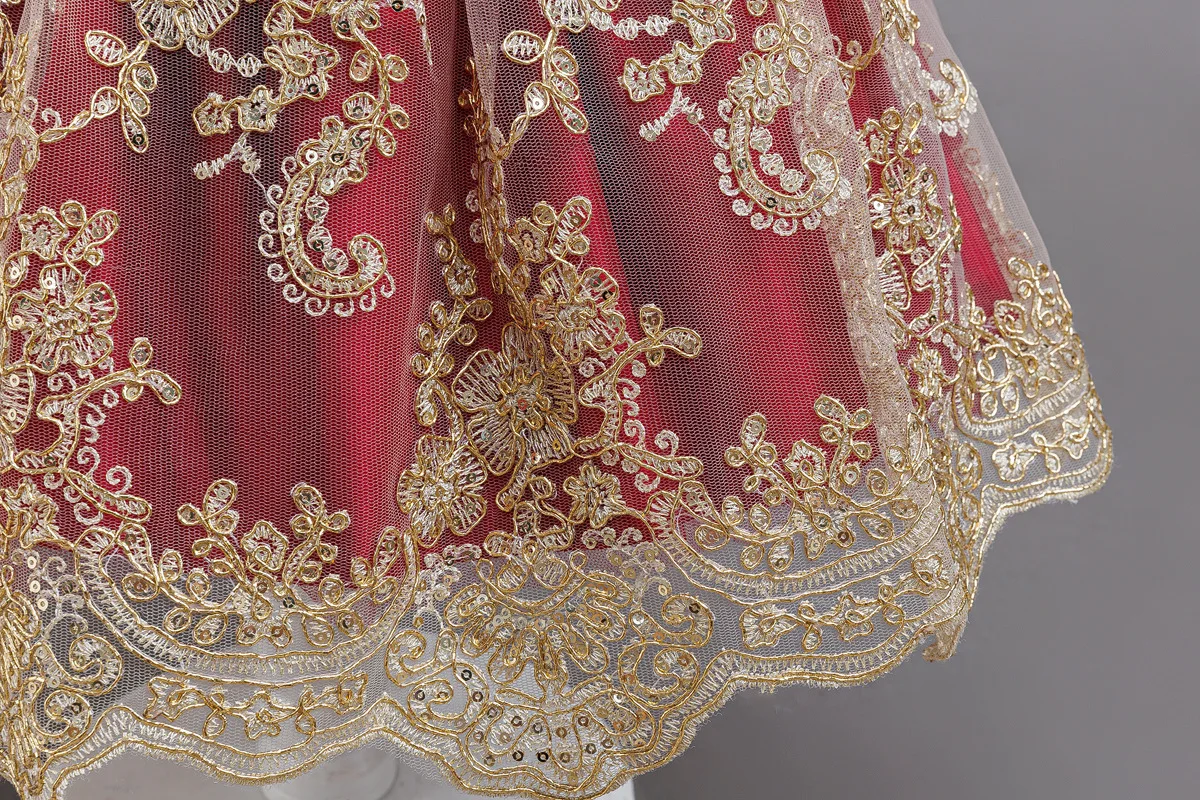 Kleid für Babys und Kleinkinder zum 1. Geburtstag, besticktes Spitzen-Prinzessinnenkleid, Blumenmädchen-Hochzeitskleid, besonderes festliches formelles Kleid für Babys – Detail 23