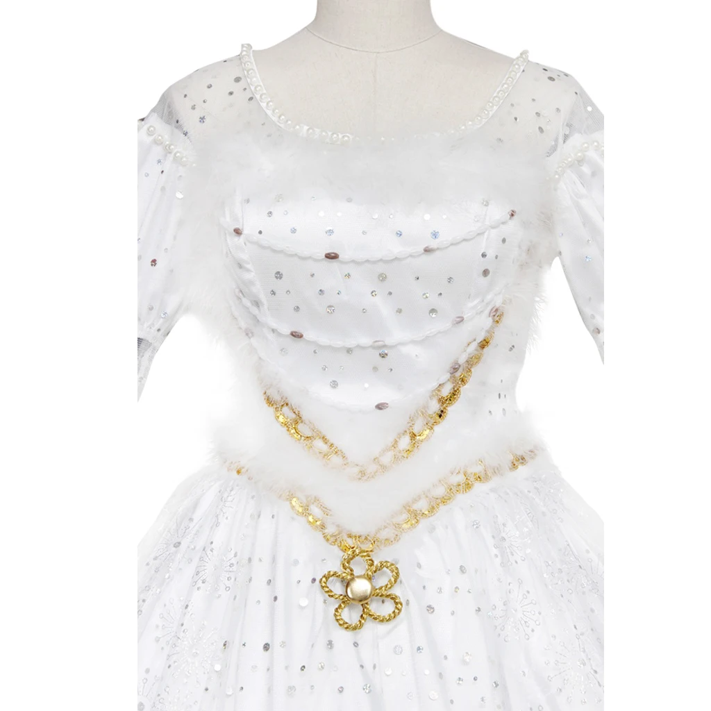 زي الملكة البيضاء التنكري لفيلم أليس ميرانا فستان أبيض للسيدات لمرحلة الهالوين فستان حسناء