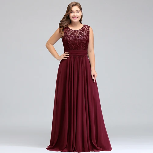 Imagen 1 del producto Vestidos De dama De honor sin mangas con espalda en V larga para mujer, vestidos De fiesta De noche, vestidos De graduación, línea A, regalo De cumpleaños, Borgoña, talla grande