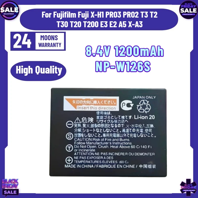 SWZY 8.4V 1200mAh NP-W126S Camera Battery for Fujifilm Fuji X-H1 PRO3 PRO2 T3 T2 T30 T20 T200 E3 E2 A5 X-A3 +Charger