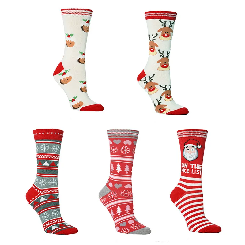 1 Pair Christmas Socks Elk Women Men's Socks New Year Personality Mid-tube Socks Christmas Cotton Kriss Kringle Gift Cotton