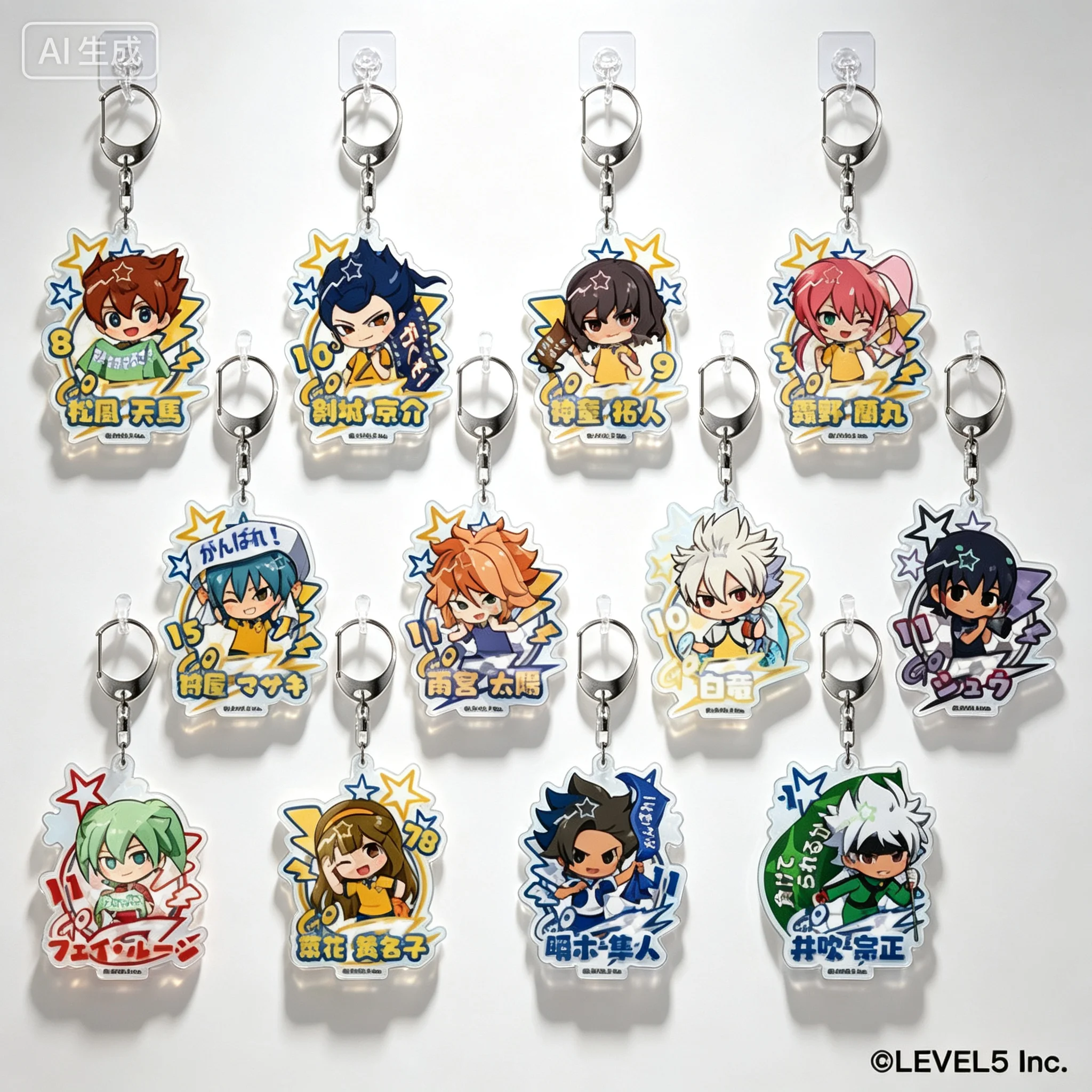 Anime Inazuma Eleven: Victory Road Sasanami Unmei Endo Haru Q-Style Acrylic Pendant Keychains Bag Decorations 6CM