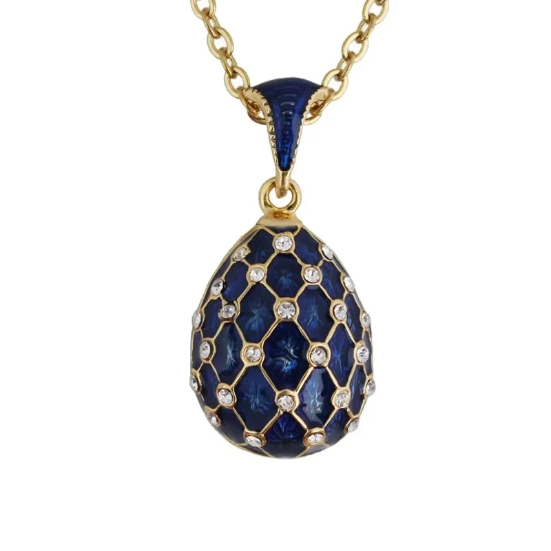 YAFFIL Enamel HandMade Necklace For Women Brass Egg Pendant Charm Crystal Rhinestone Necklace High Quality Pendants Gift  2024