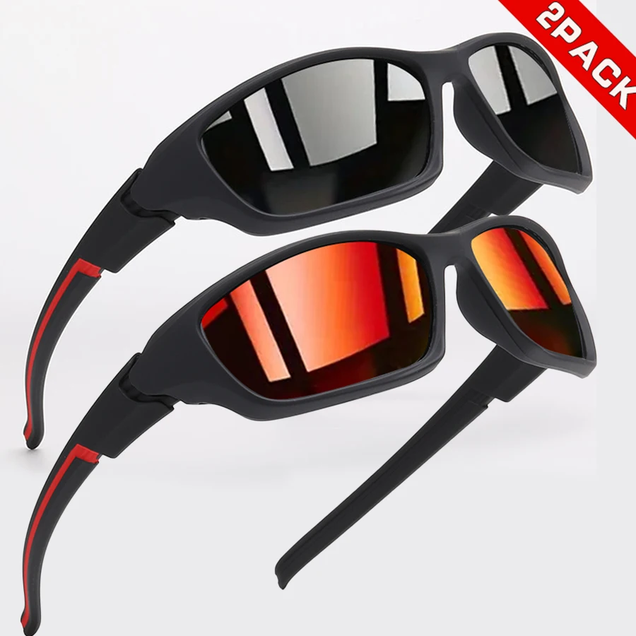 2PCS Colorful Sports Sunglasses - Wraparound Design, UV400 Uni Comfort Fit for Cycling, Hiking & Outdoor