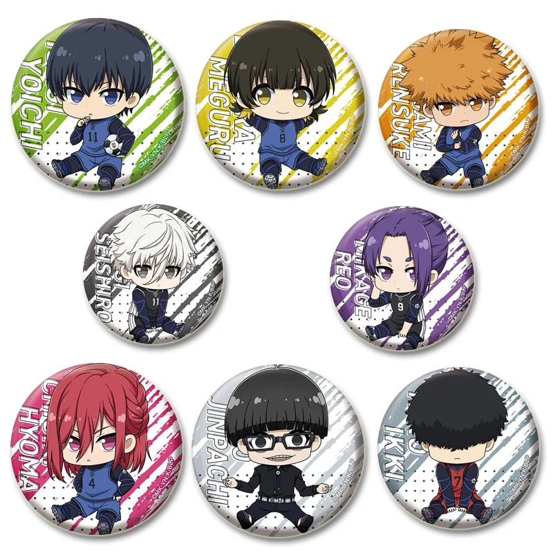 Anime Azul Bloqueio Botão Pin, Figura dos desenhos animados Broche, Emblema para Decoração Mochila, Estudante Papelaria Acessórios, Hyoma Chigl Seishiro Nagi