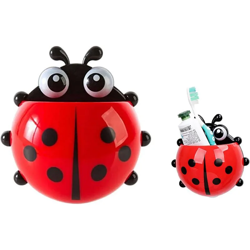 

1 шт. Милый держатель для зубных щеток в виде божьей коровки, милые мультяшные держатели для зубной пасты для ванной комнаты, многофункциональная креативная подставка для хранения на присоске