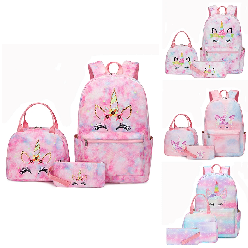 

Teen Girls Backpack Set Kids School Bookbag Lightweight Waterproof Polyester Big Capacity 15 inches Laptop Bag Girls School Bags