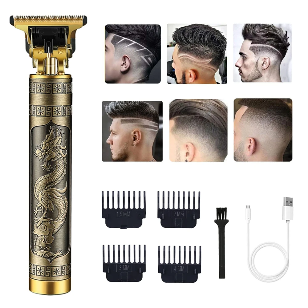 

Professional Electric hair clipper Metal Beard trimmer Machine VintageT9 Hair Trimmer Machine Men‘s USB Rechargeable Shaver