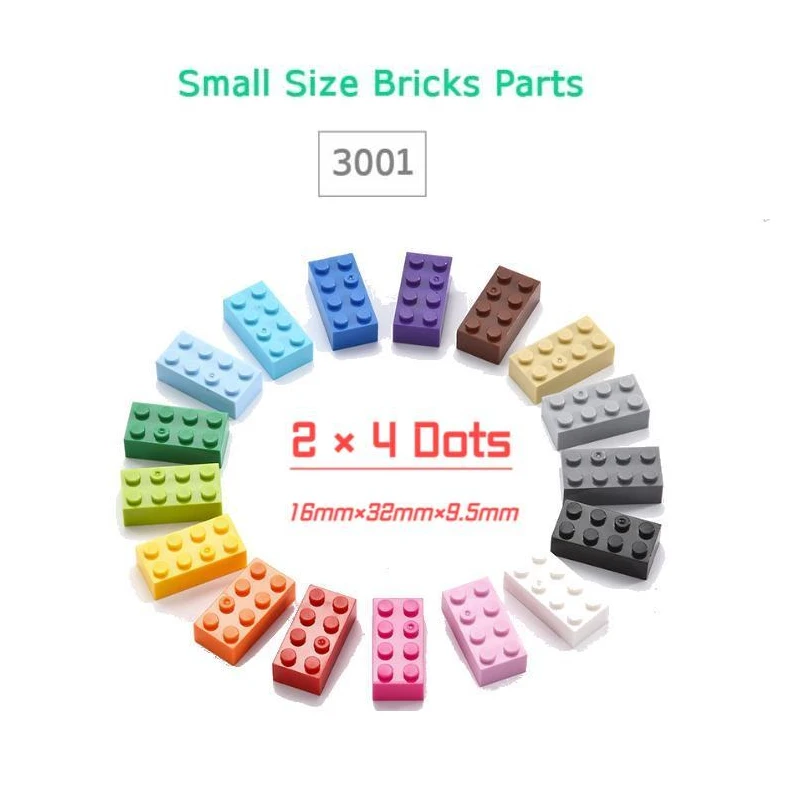 DIY Building Blocks Parts 2x4 Dots Bricks 3001 MOC Educational Creative Size Compatible Blocks Plastic Toys for Children