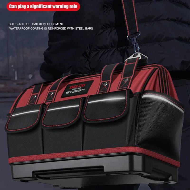 1680D Oxford Cloth Tool Bag Professional Electrician Wrench Waterproof Working Multifunction Organizing Storage Tool Bag