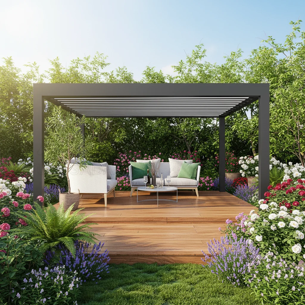 

Customized Outdoor Rainproof and Sunproof Pergola Weather Resistant Gazebo for Rustic Garden and Backyard Aluminium Gazebos