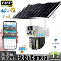 4K 8MP Dual Lens WiFi IP Solar Camera Night Vision Ai Human Detection PTZ Outdoor Video 4G SIM Camera CCTV Security Protection