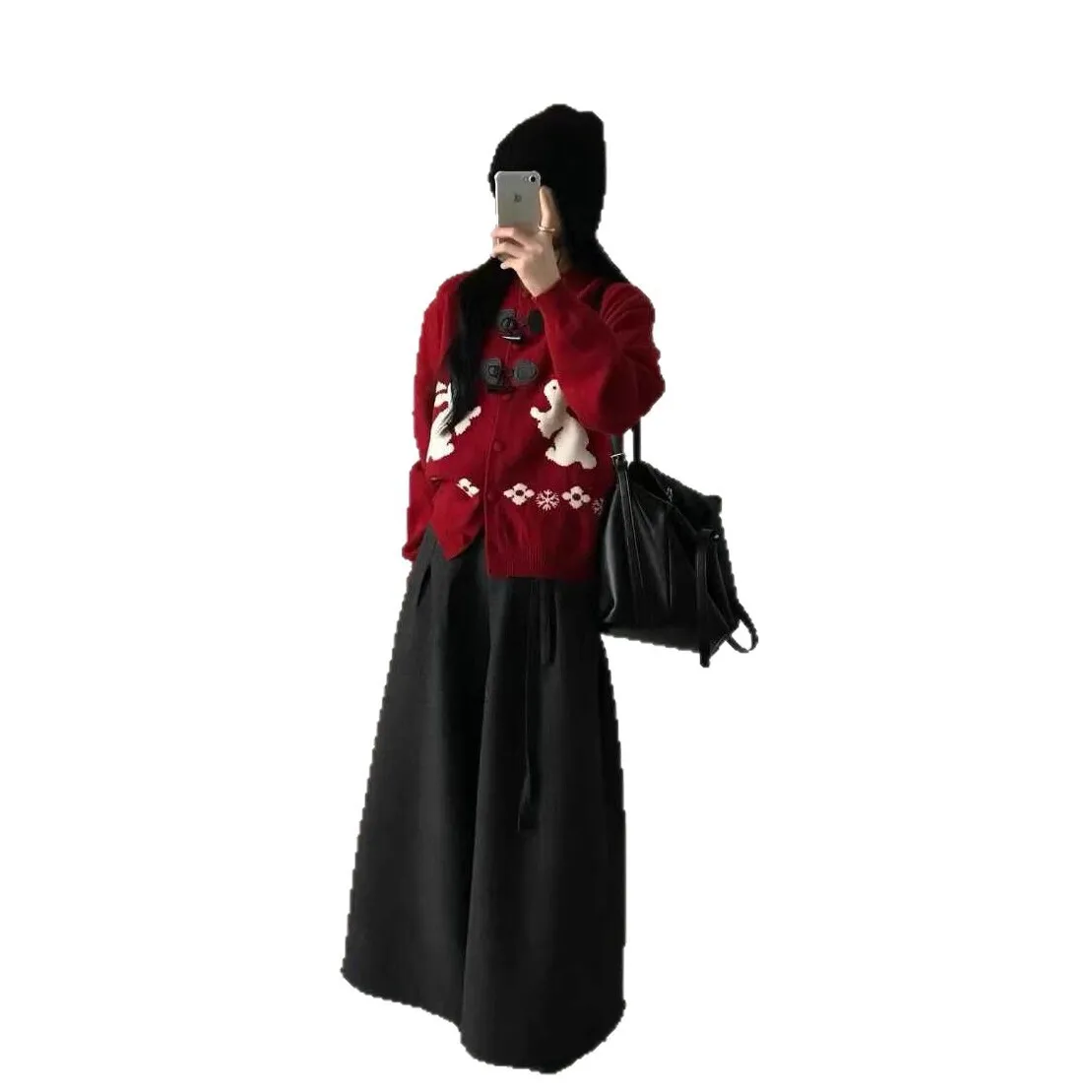 المرأة الحياكة سترة 2025 جديد ريترو سترة أرنب الجاكار طوق سميكة فضفاضة المتخصصة مصمم معطف متماسكة عادية