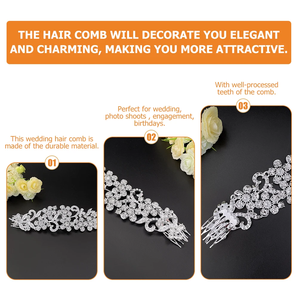 

Crystal Hair Comb with Teeth Bridal Combs for Shiny Rhinestone Glass Rhinestones Accessories Attractive Prom