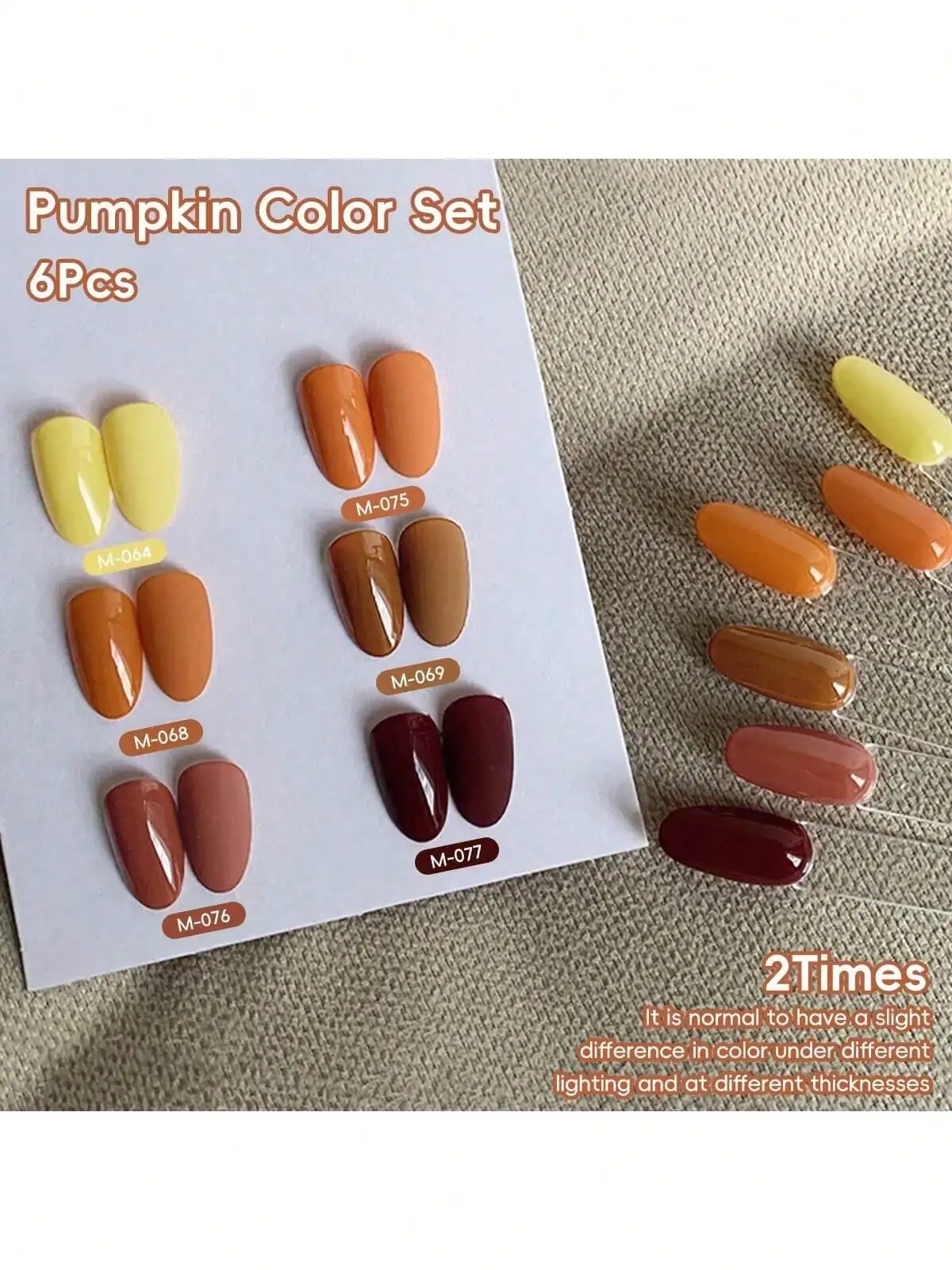 Autumn Pumpkin 6pcs Nail Gel Set - Semi Permanent UV Gel Polish Soak Off UV LED Vernis Nail Art DIY Home Salon Gift For Women