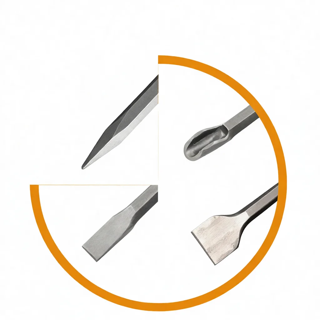 Industrial Grade Chisel Set For Demolition Hammer Pointed Flat Wide Blade For Masonry Brick Wall Piercing Drill Bits