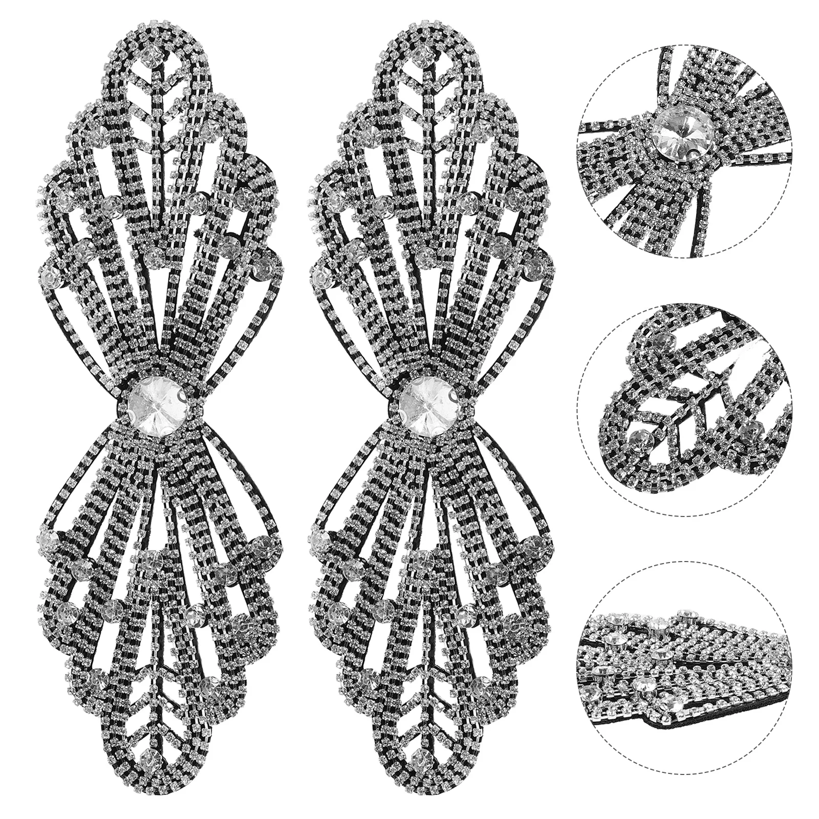 

2Pcs Wedding Rhinestone Appliques Clear Flower Embellishments Sew on Bridal Dress Shoes Decoration Party Garment Accents