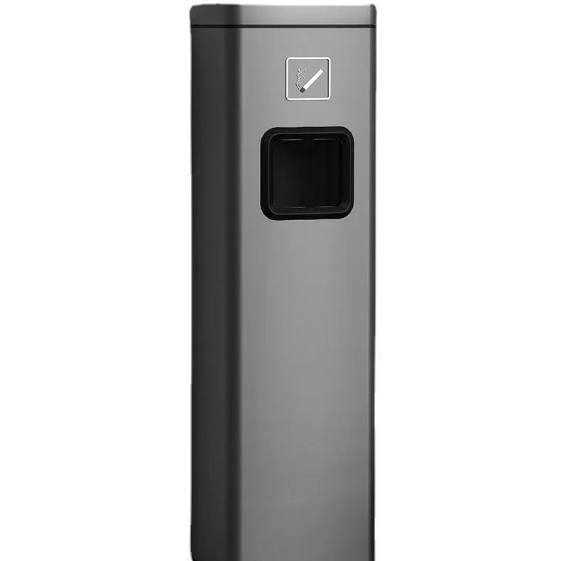 Stainless steel smoke extinguishing trash can commercial public place hotel lobby vertical elevator entrance ash column with