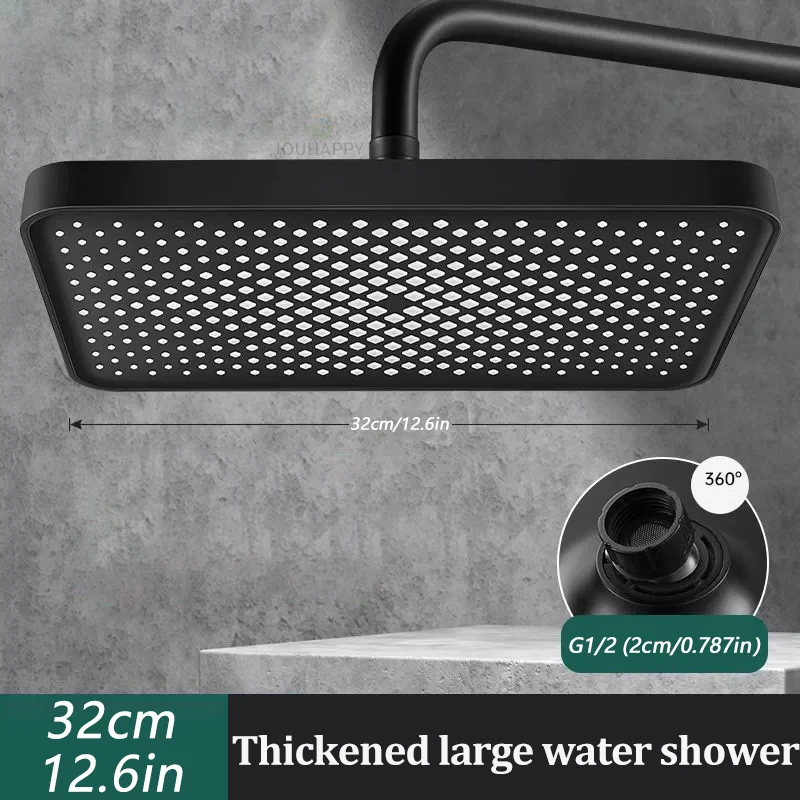 

32CM Large Panel Boost Shower Head Square 360° Rotation Adjustable Overhead Rainfall Shower Head Hotel Bathroom Accessories