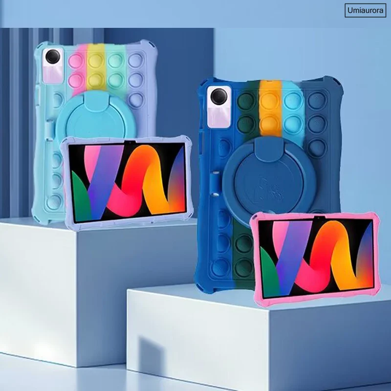 For Xiaomi Pad 5 6 7 8 11.2 6S Pro 12.4 Redmi Pad SE 11 inch 10.6 Kid Silicon Tablet Cover Handle Stand Strap Bubble Case Funda