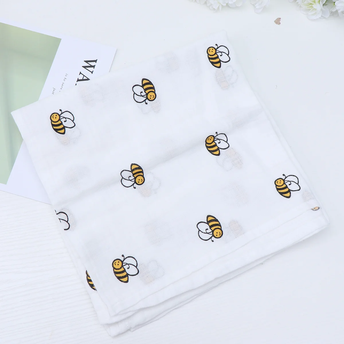 

Swaddle Blanket Baby Cotton Bee Pattern Soft Lightweight Breathable Nursing Cover Infant Newborn Towel Infant Towel