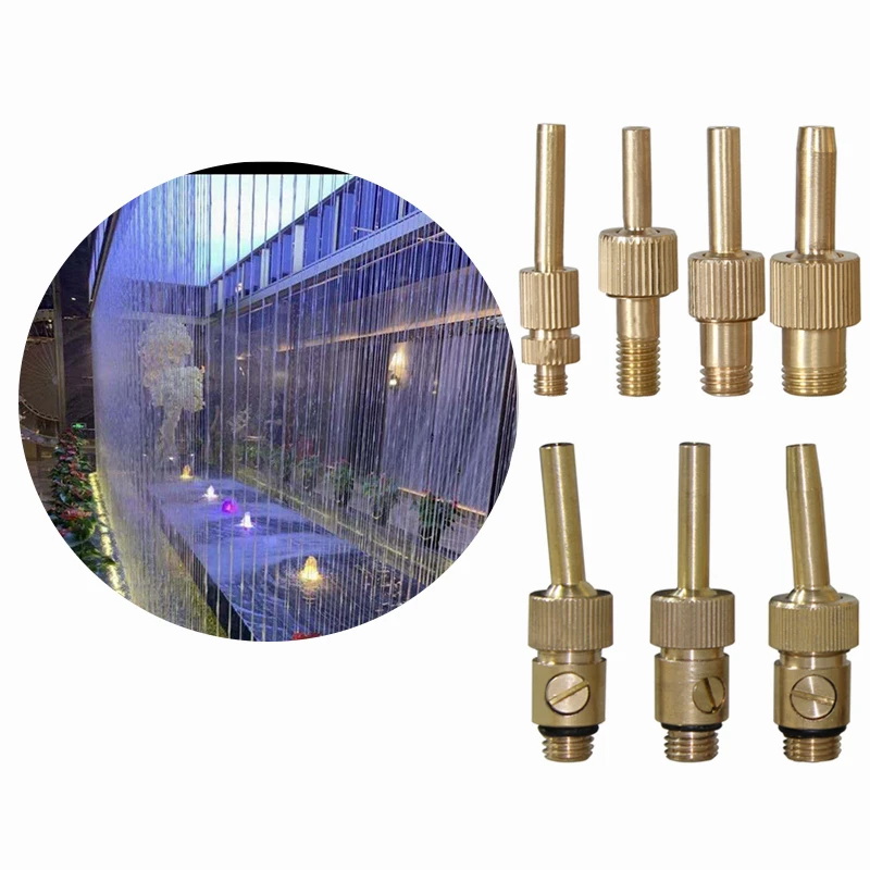 M6 M8 M10 M12 Male Thread Brass Micro Jet Straight Water Curtain Fountain Nozzles