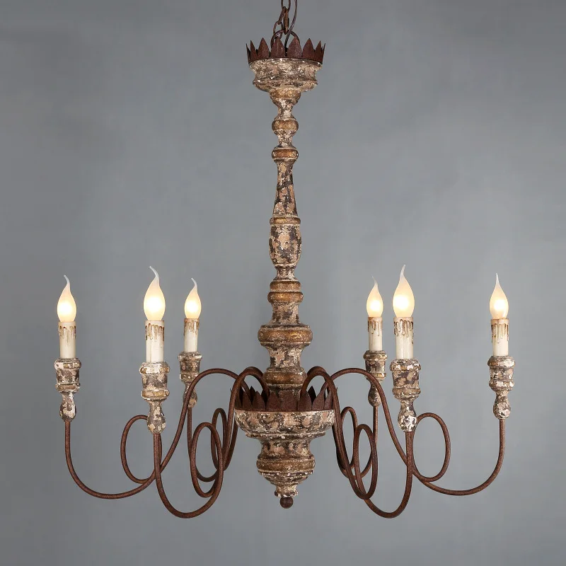 Creative American country French retro old wood chandelier living room dining room bedroom clothing store bed and breakfast