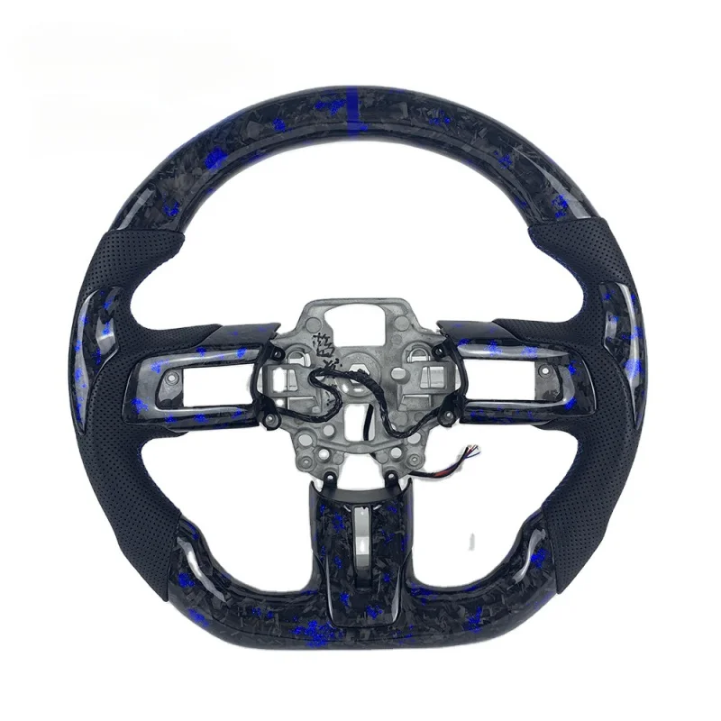 

For Ford Mustang 2015-2021 | Black Blue Forged Carbon Fiber Steering Wheel | Customizable