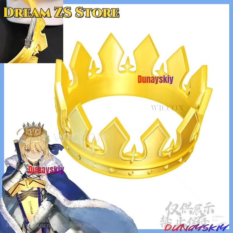 

XT8Altria Pendragon Fate Anime Game Cosplay Saber Princess Prince Crown Headwear 3D Polylactic Acid Props King Crown Dress XT6@!