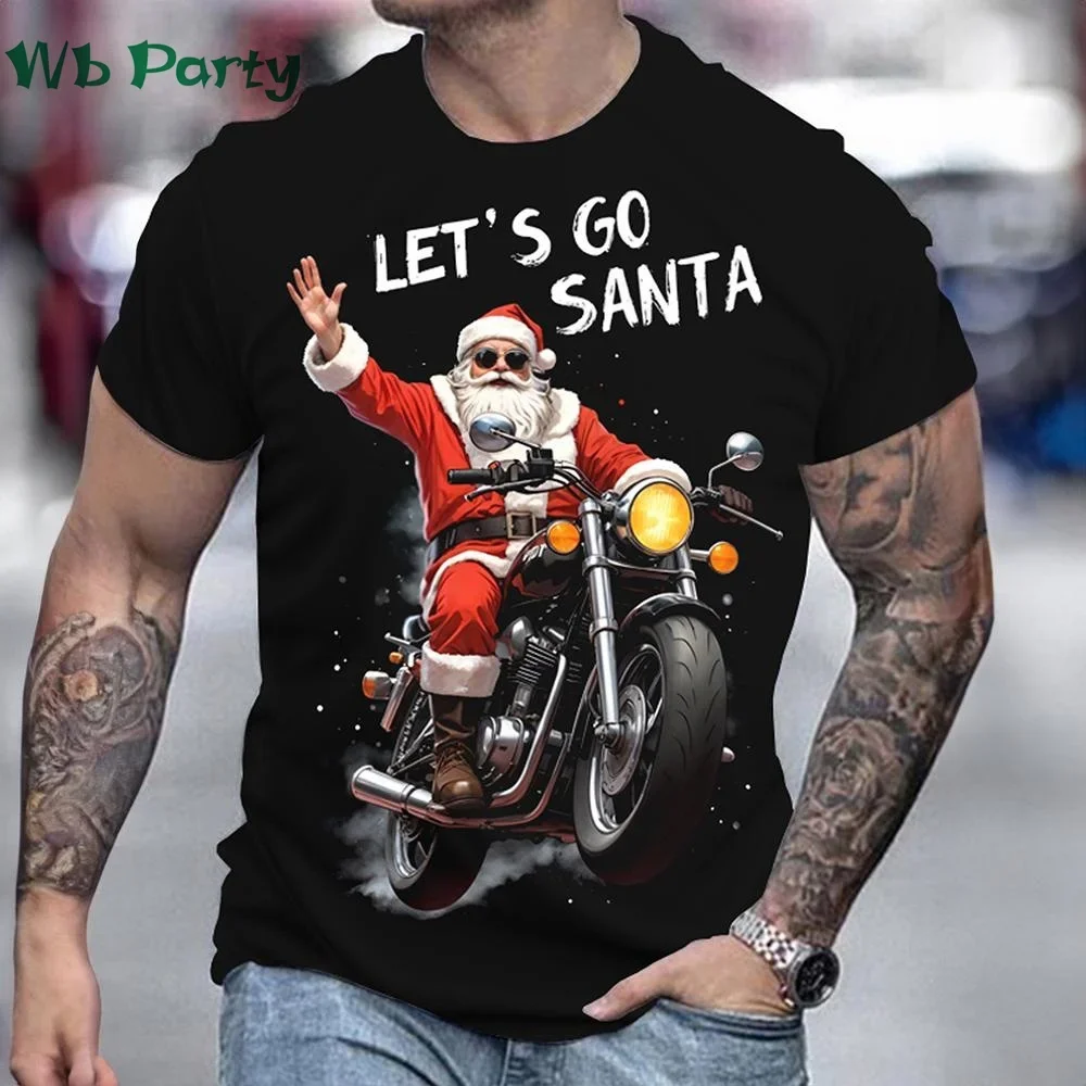 Funny Christmas Santa Butt Printed Men's T-Shirt Silent Butt Deadly Letter Holly Snowflake Graphic Short Sleeve Party Tee Tops