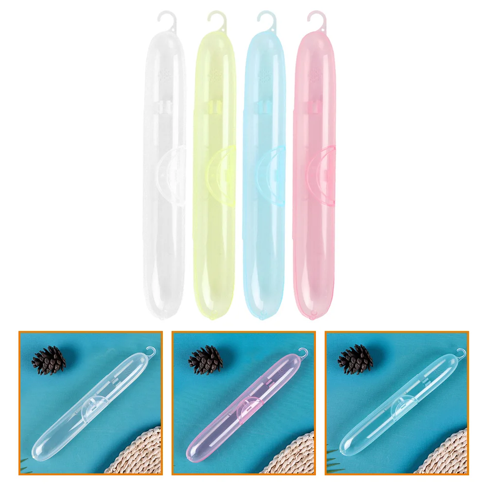 

4pcs Toothbrush Box Protective Cover Holder Case Portable Travel Plastic Container Transparent