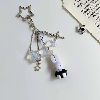 Kawaii miffy arte dos desenhos animados retro chaveiro kawaii saco pingente y2k spice girl estilo punk presente de natal brinquedo para meninas meninos