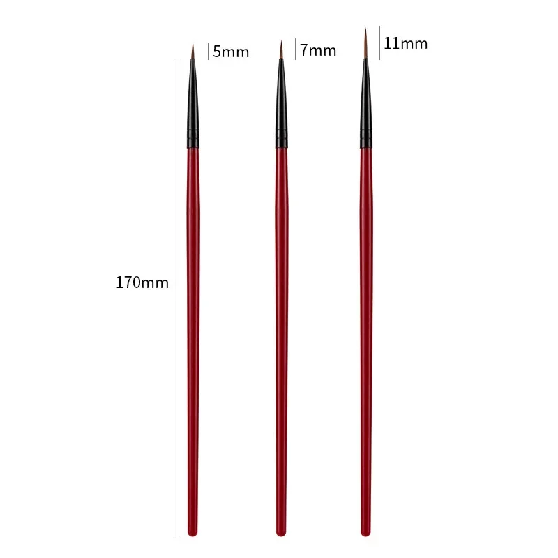 3Pcs/Set Nail Art Liner Painted Brush Thin Stripe Line Drawing Pen DIY UV Gel Tips Supplies Design Manicure Tool 5/7/11mm