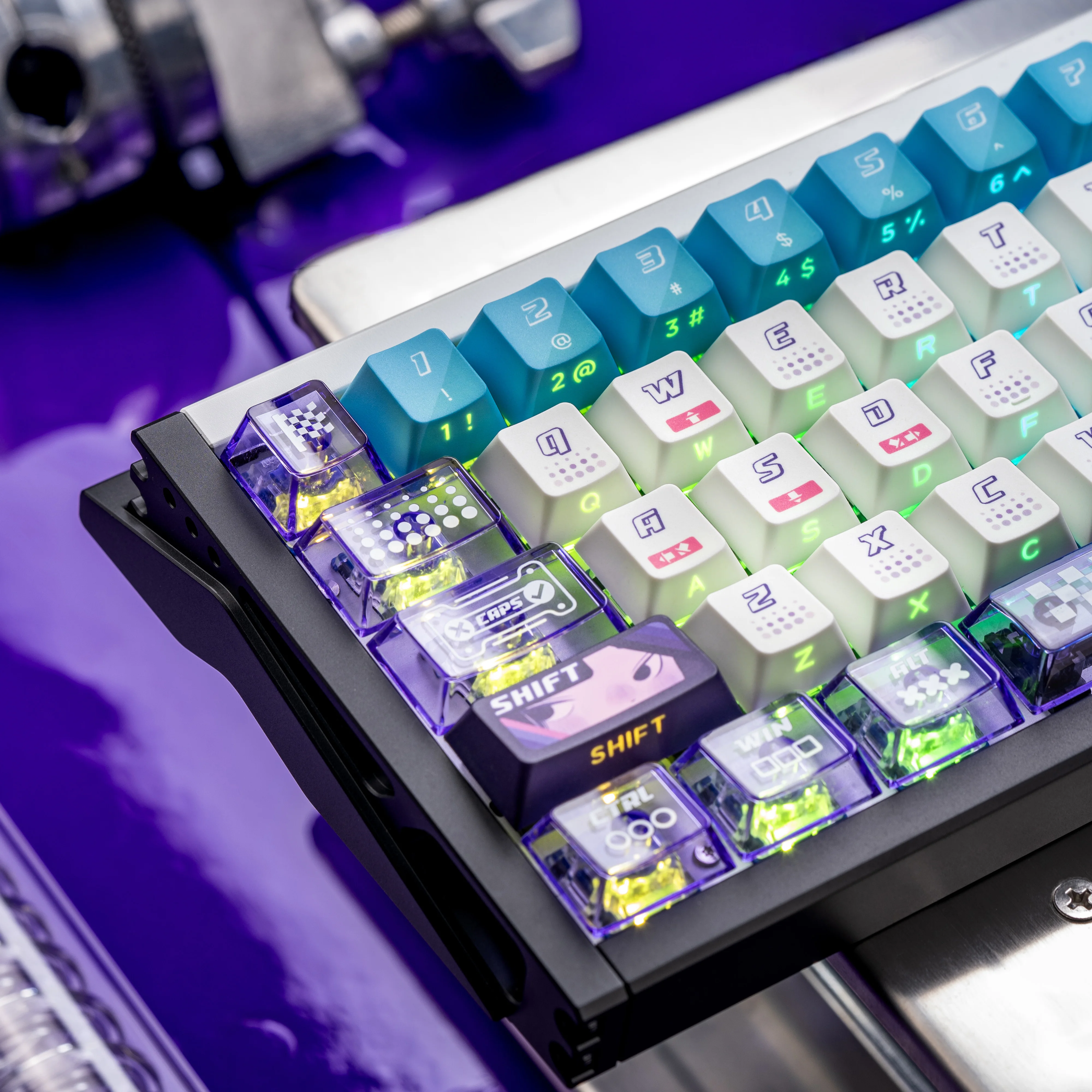 Visual Game Theme Key Caps Set Cherry Side Engraved PBT Dye Sublimation + PC Transparent Custom Keycaps for Mechanical Keyboard