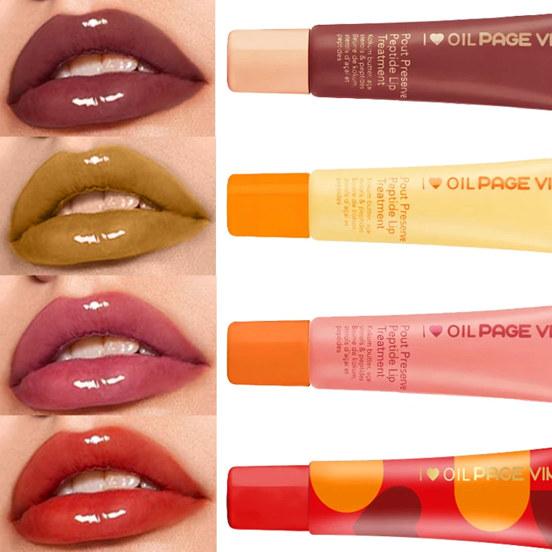 Feuchtigkeitsspendender Peptid-Lipgloss, transparentes getöntes Lippen-Schutzöl, feuchtigkeitsspendend, Lippenbalsam, aufpolsterndes, feuchtigkeitsspendendes Lippenglasur-Make-up
