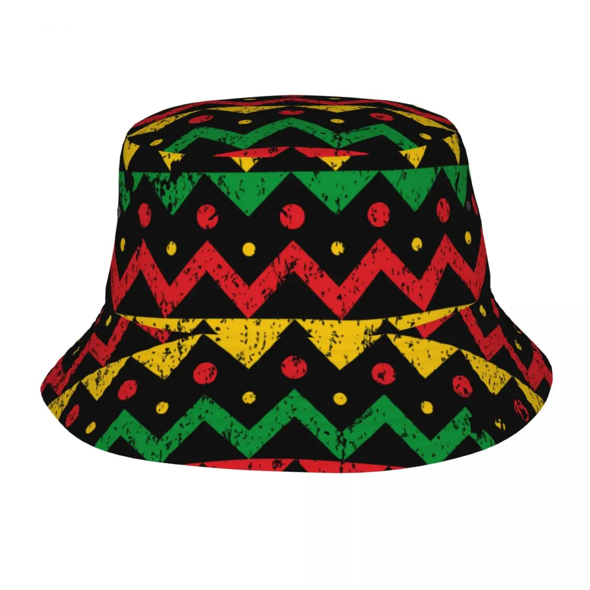 Zigzag Reggae Background Bucket Hat Fisherman Foldable Women Men Sunscreen Shade Cap