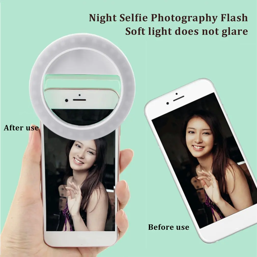 Lampu Cincin Selfie LED Lampu Lensa Ponsel Flash Otomatis Lampu Pengisi Ponsel untuk Ponsel Pintar Putaran Senter Selfie