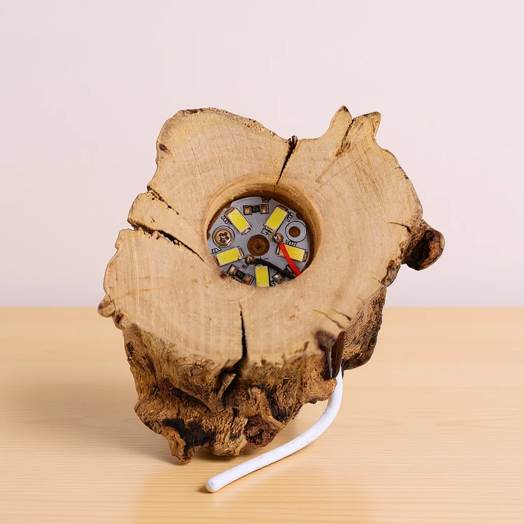 Wooden Stump Crystal Display Stand LED Lighted Base for Glass Art USB Night Light Holder LED Light Base Crystal Display Stand