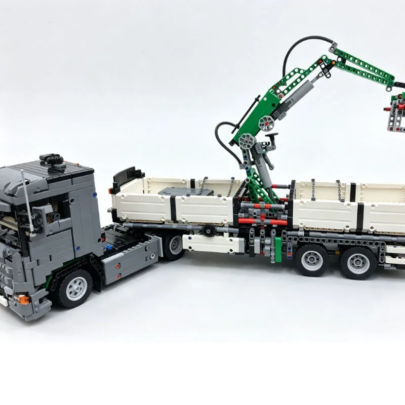 MOC-97635 2368Pcs Technic Heavy Duty Truck With Grab Crane Trailer Engineering Lifting Vehicle Building Blocks Model