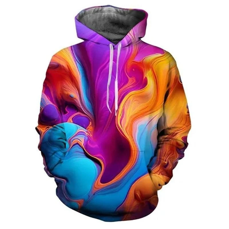 

Colorful Fluid Pattern Hoodies Fashion Trend Long Sleeve Mens 3D Printed Autumn Sweatshirt Casual Streetwear Oversized Pullovers